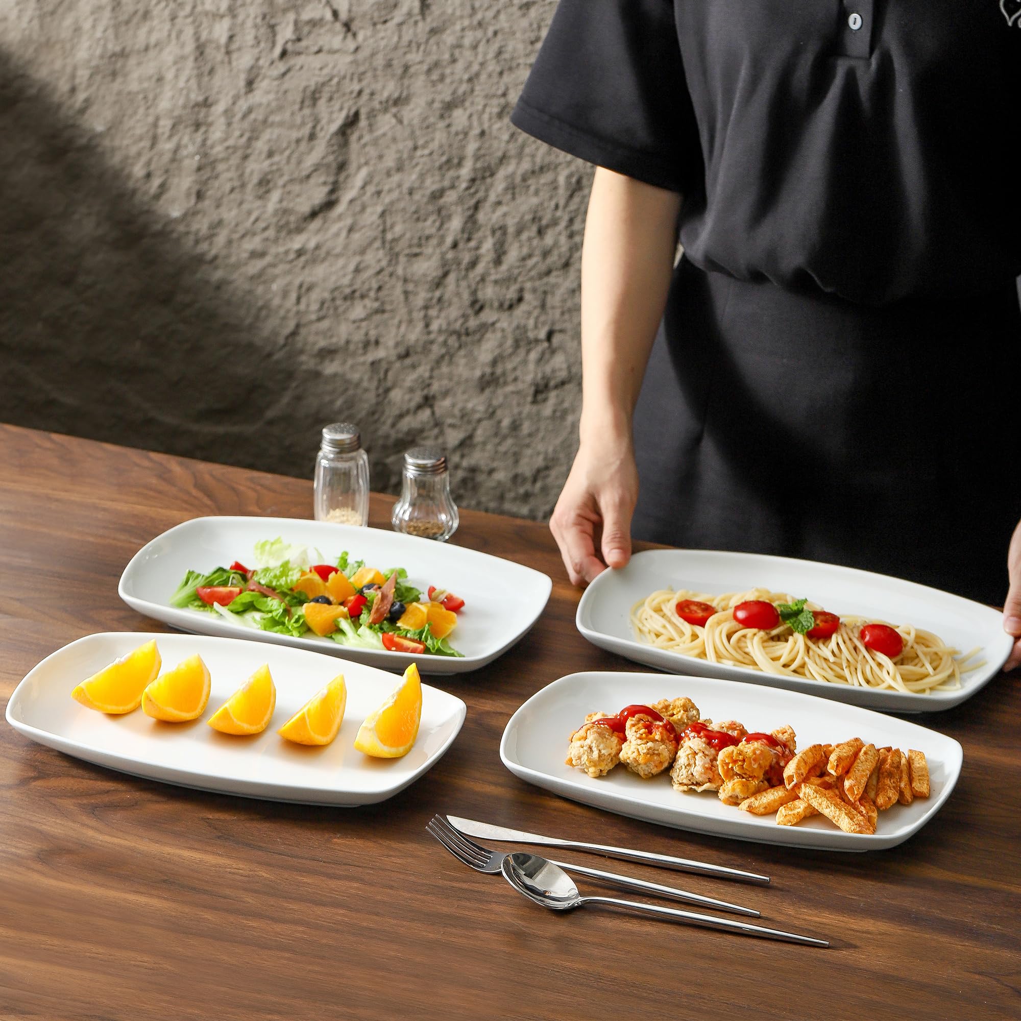 White Square Plates 6-Pack White Rectangular Ceramic Plates