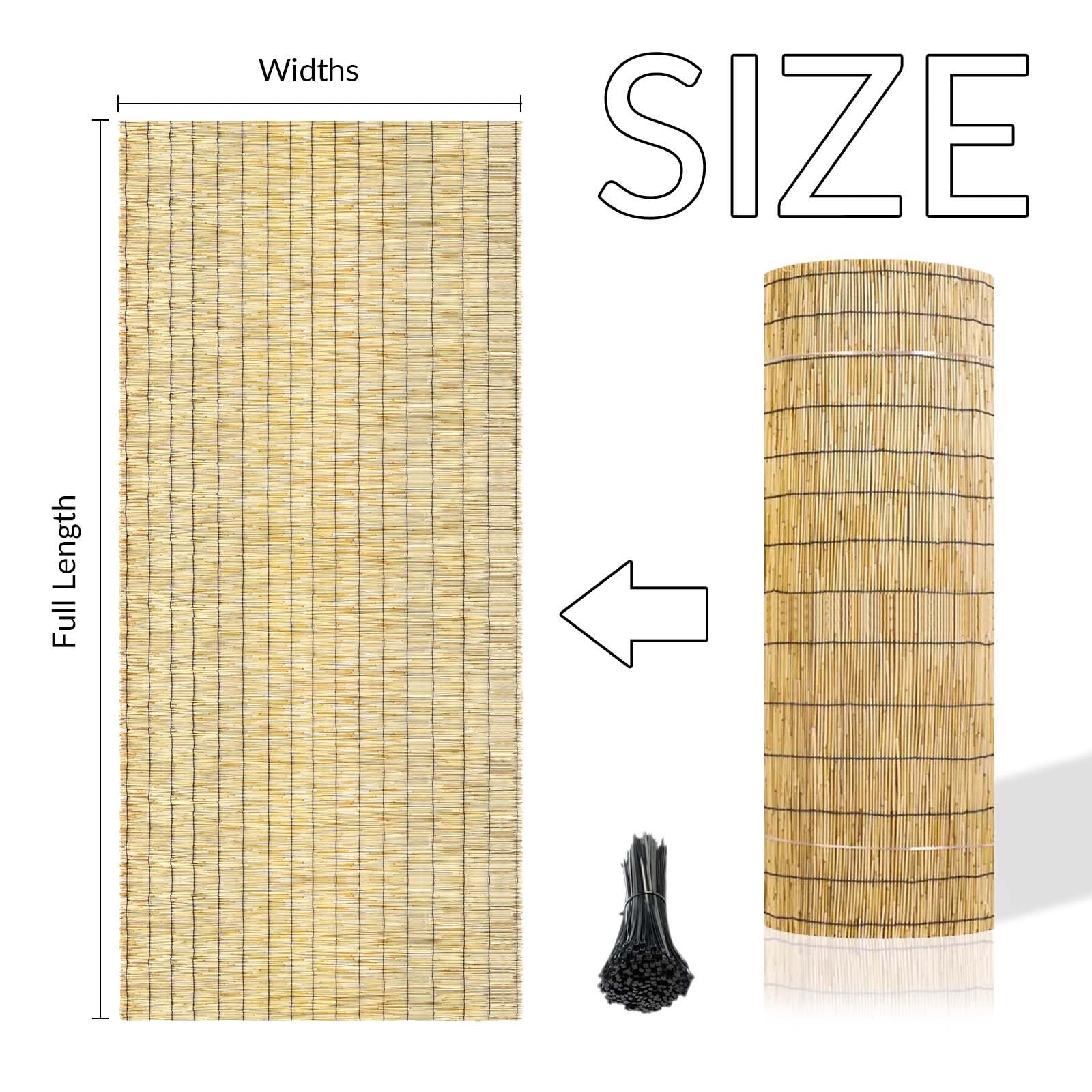Rollo de valla de bambú para borde de jardín, estilo tropical, para balcón, patio trasero, patio, aislamiento térmico, línea negra natural, decoración respetuosa con el medio ambiente