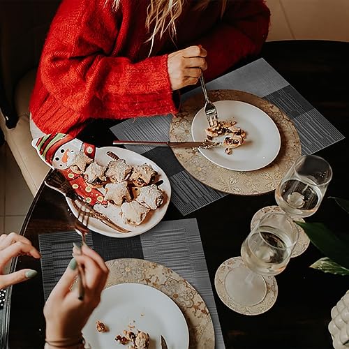 Miniatura 4 de HeloHo Juego de 6 manteles individuales lavables de vinilo tejido de vinilo para cocina, comedor, decoración de mesa interior y exterior