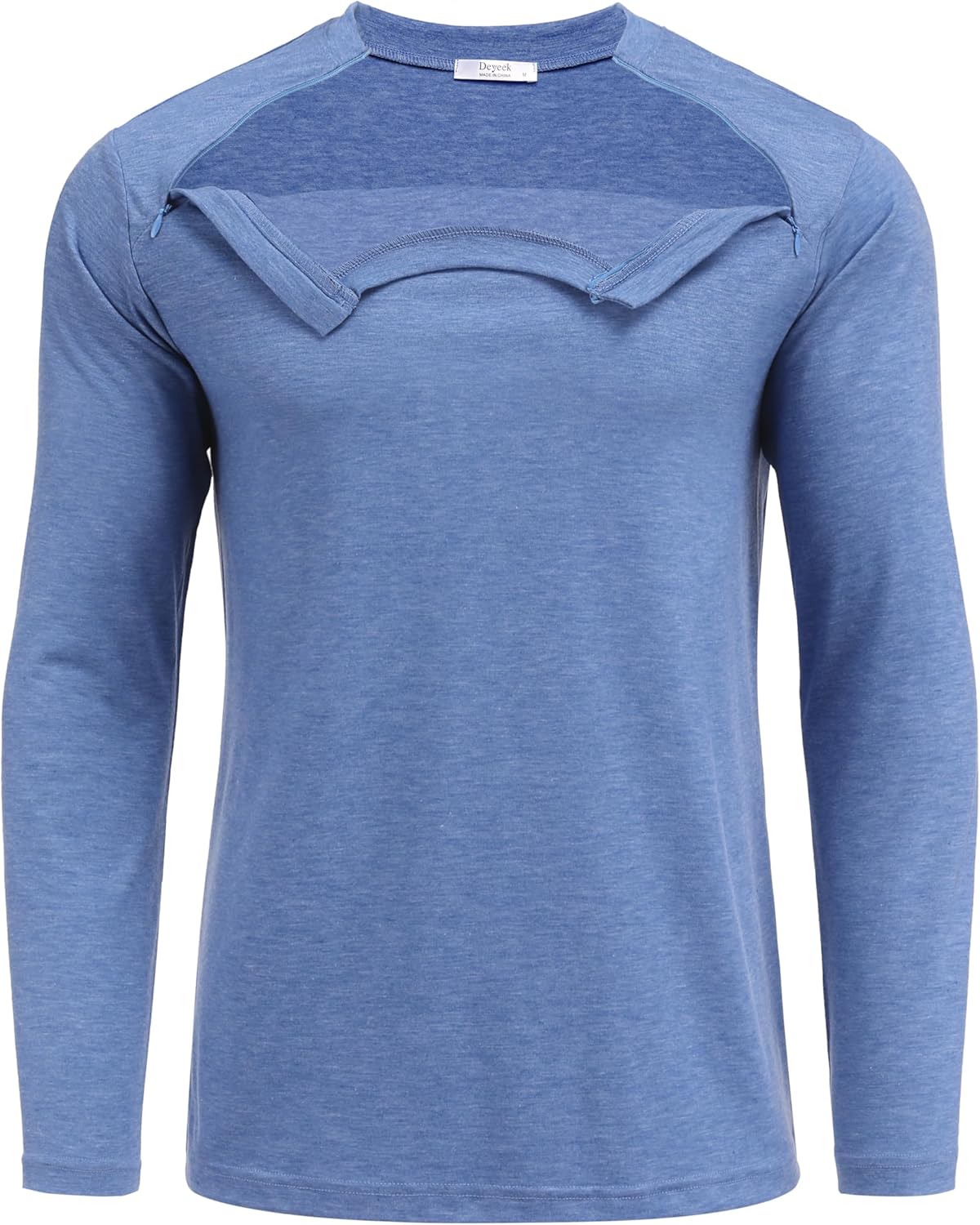 Deyeek Unisex Chemo Shirts for Port Access Chemotherapy Must Haves Long Sleeve Cancer Care Package for Men