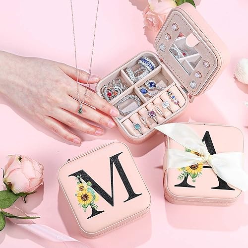 Miniatura 6 de Parima Joyero de viaje para mujer, un organizador de joyas con iniciales, estuche de joyería de viaje pequeño, estuche de viaje de joyería, regalos