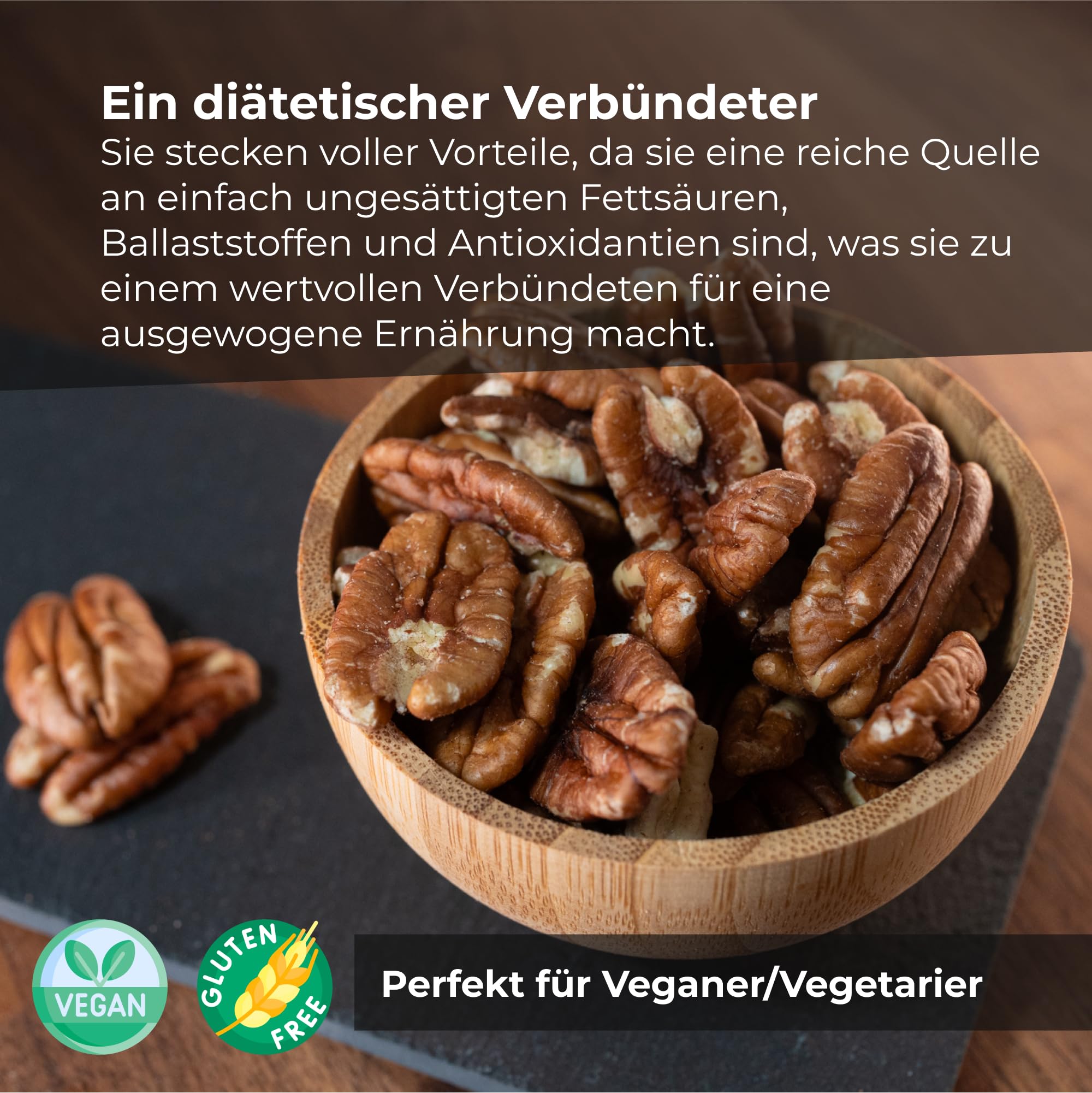 Pekannüsse naturbelassen | 1 kg Pekannusskerne, Nusshälften geschält, natürlichen Ursprungs | ungesalzen, roh, zuckerfrei | geeignet für Vegetarier und Veganer | ohne Gentechnik hergestellt | Dorimed