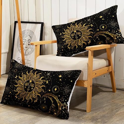 Miniatura 6 de AILONEN Sábana bajera ajustable de sol y luna, tamaño Queen, estilo hippie bohemio, noche estrellada con patrón de astrología para niños y niñas, 1