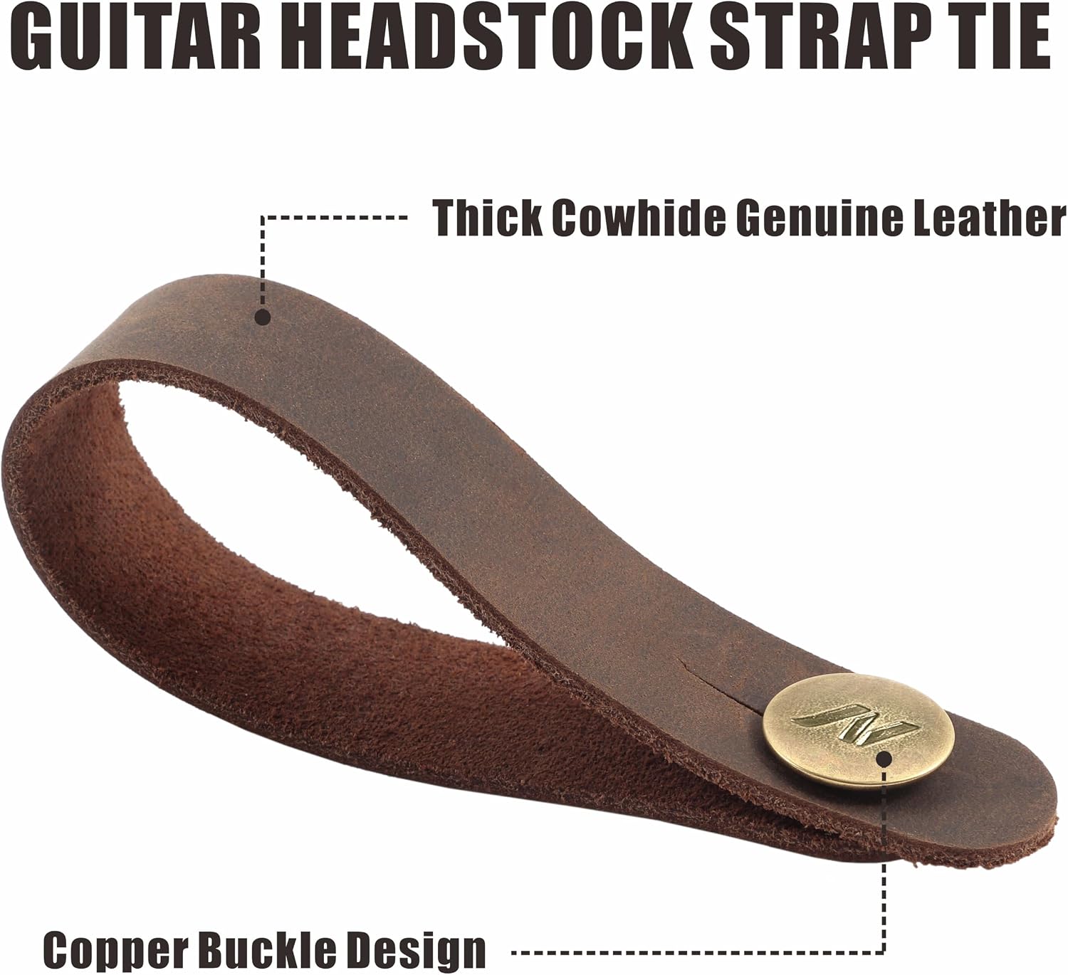 Nefelibata Guitar Strap Lock, Leather Guitar Strap Button, Headstock Adapter Tie,Guitar Neck Strap for Acoustic, Ukulele Strap & Mandolin,Come with Free 1 Pair Strap Locks image 2