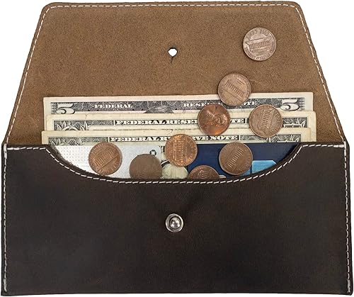 Miniatura 5 de Hide & Drink, Bolsa larga de utilidad hecha a mano de cuero de grano completo, elegante cartera para llevar y almacenar efectivo, monedas, tarjetas,