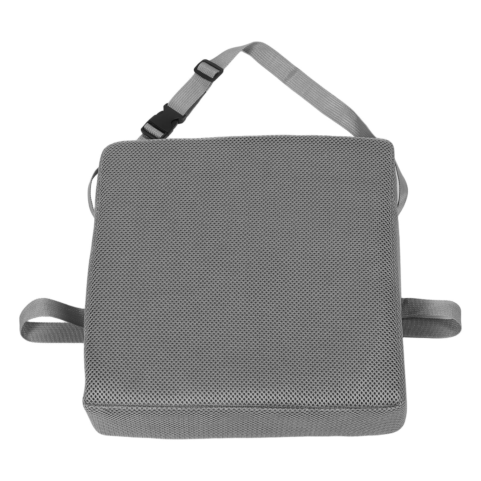 POPETPOP Rehausseur pour Chaise Haute Garçon et Filles 76 CM Coussin de Siège Respirant en Maille Grise Base Antidérapante avec Sangle Réglable Coussin Réducteur pour Salle à Manger