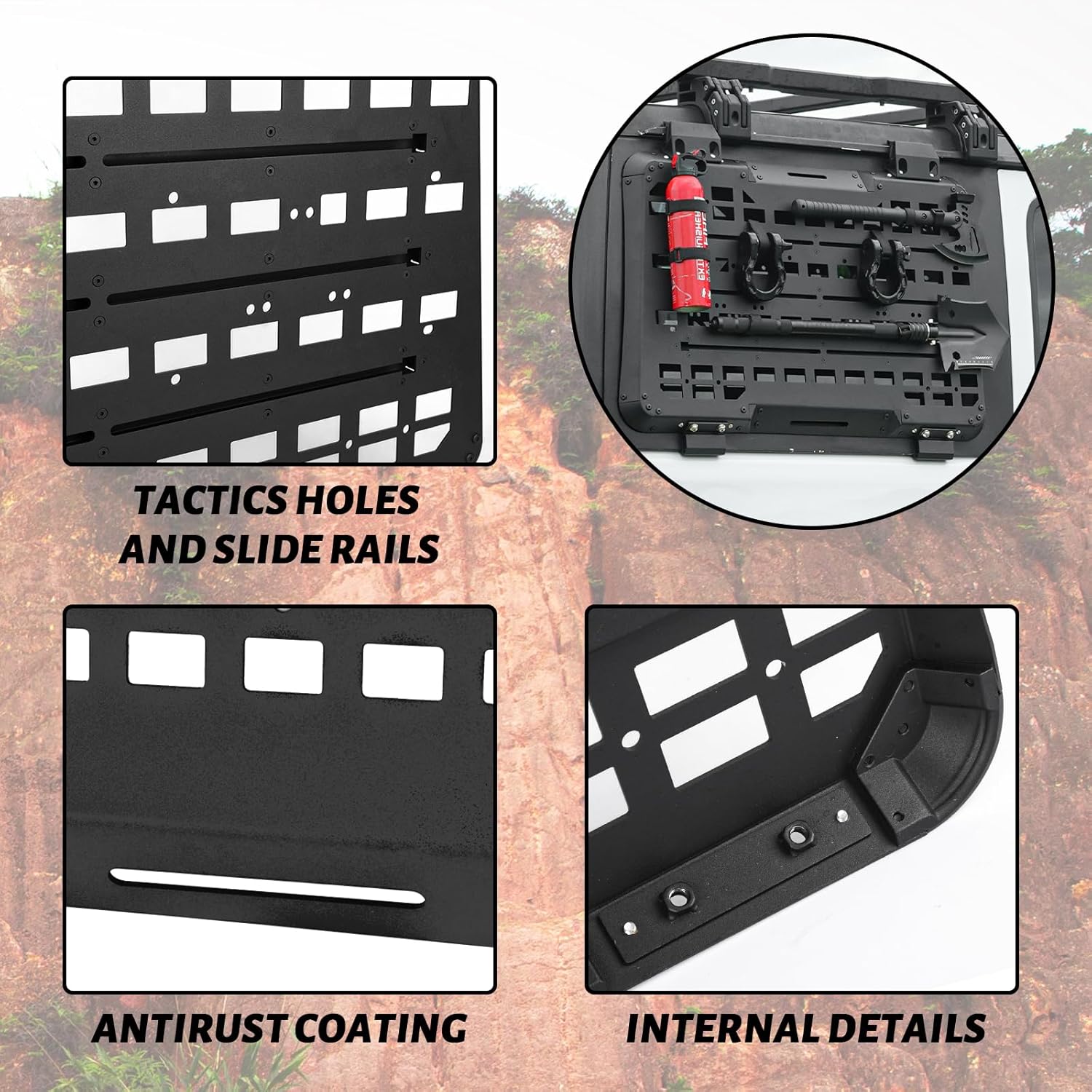 Multifunctional Rear Window Molle Storage Panel Flank Kit, Heavy Duty Protective Decoration Compatible with 2018-2024 Jeep wrangler JL 4-Door, Compatible with Passenger side