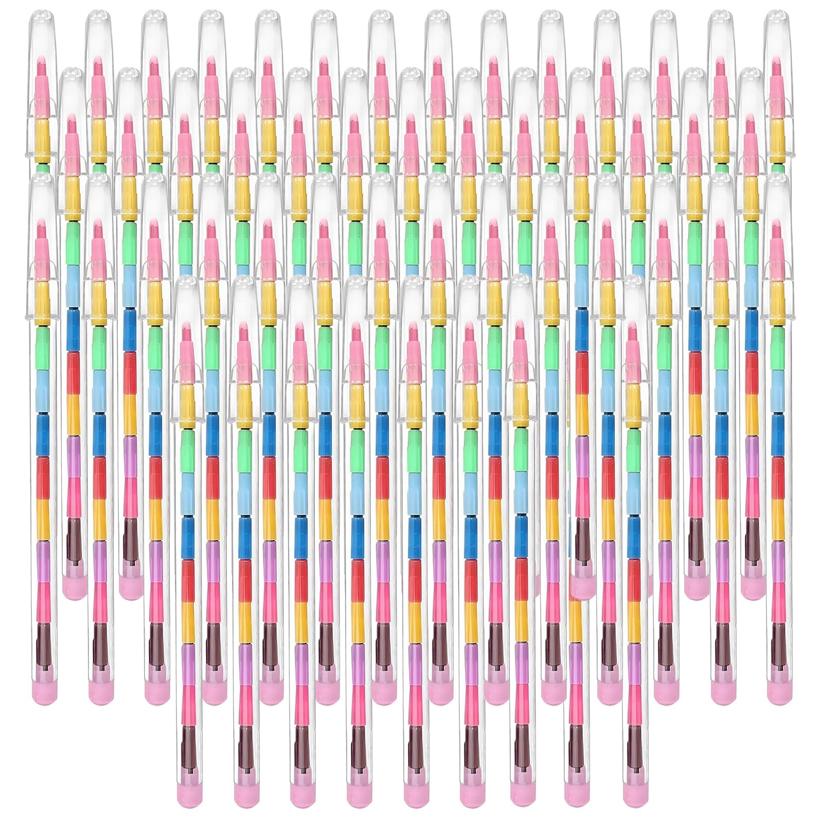 ELLECILA 50pk Swap Point Twistable Crayons - No Sharpening Rainbow Stacking Colours, Mess-Free Child Art Pencils for Party Bags Favors, 11 Assorted Colors Durable Portable Art Supplies