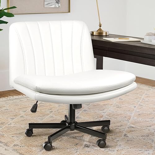 Miniatura 21 de LEMBERI Silla de escritorio acolchada de tela, sin ruedas, giratoria ancha sin brazos, mecedora de 120°, respaldo medio, ergonómica, para oficina,