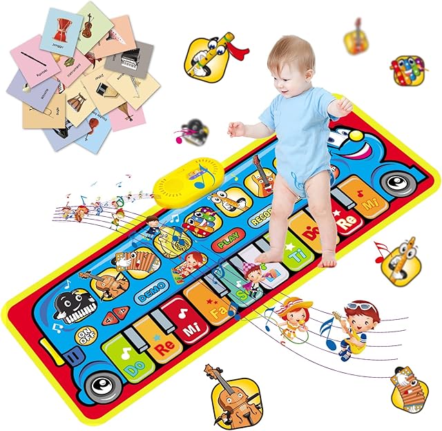 Grarg Piano Mat for Kids, Toys for 2 Year Old Boy Girls Music Dance Mat, Electronic Musical Instruments Toy Floor Piano Mat for Children Christmas Birthday Gift for Kids Toddler Touch Music Carpet