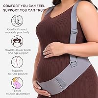 Vista 4 de Bandas para el vientre para mujeres embarazadas, banda para el vientre con correas de soporte ajustables, cinturón de maternidad para espalda