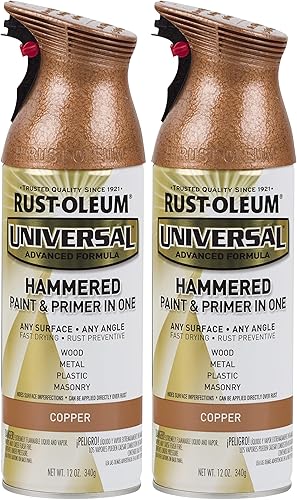 Rust-Oleum 247567 Pintura en aerosol martillada universal para todas las superficies, 12 onzas, cobre (paquete de 2)