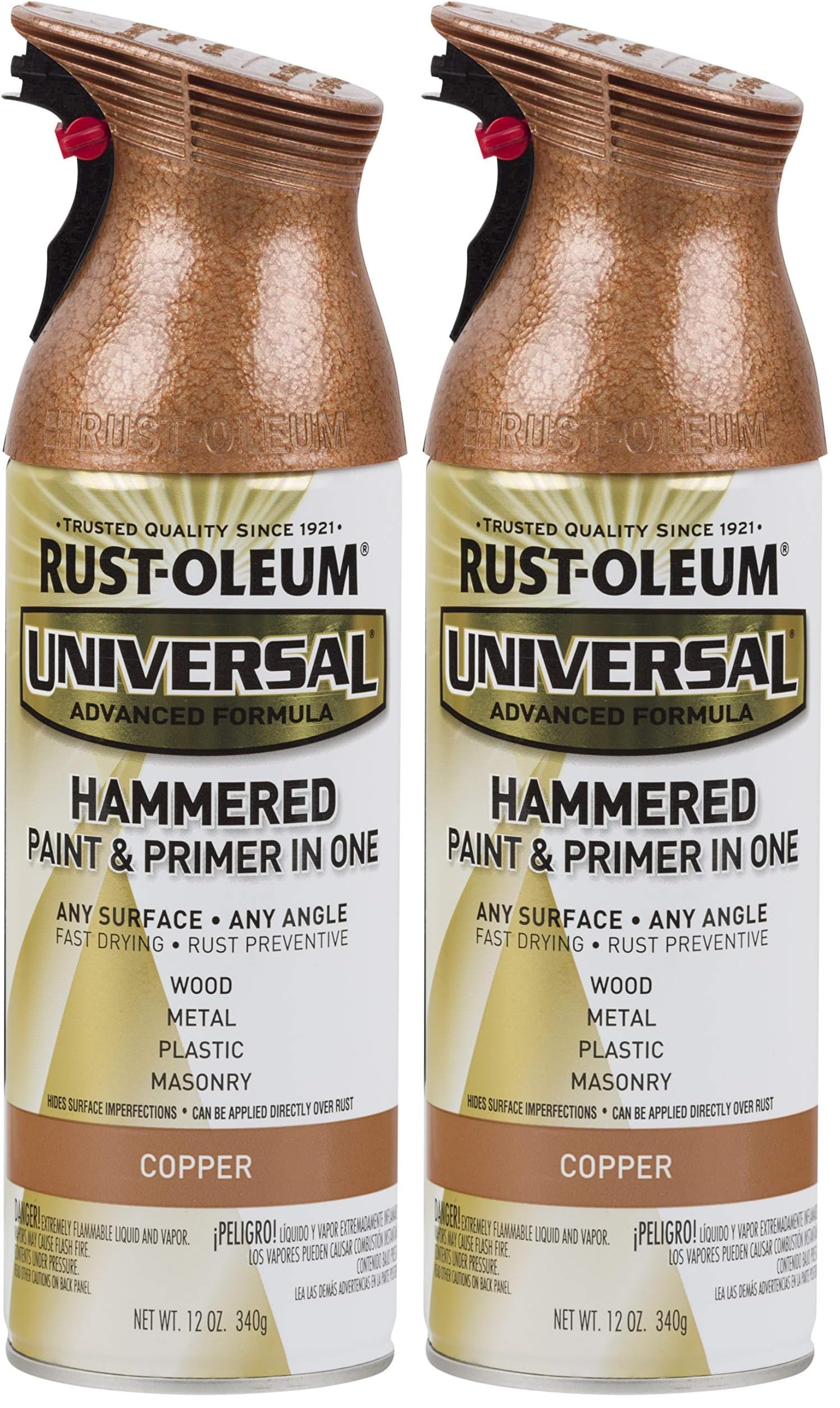Rust-Oleum 247567 Universal All Surface Hammered Spray Paint, 12 oz, Copper (Pack of 2)