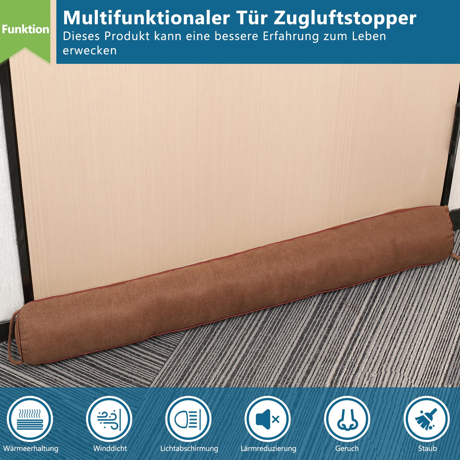 HooTown Burlete para puertas, 102 cm de burlete resistente para puerta, Burlete para puerta, Burlete para viento, Burlete para puerta para protección, Burlete para puerta, Burlete para puerta
