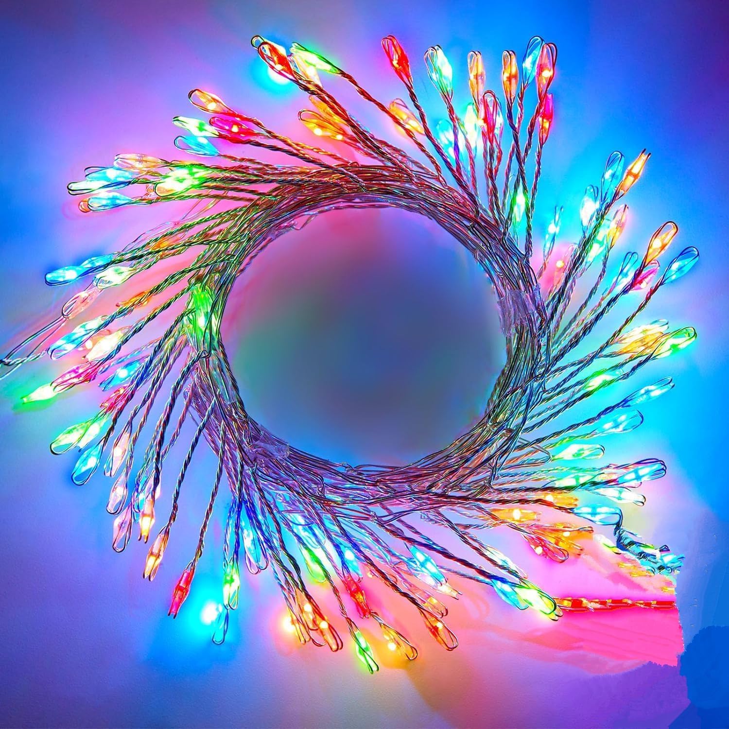 cuzile Luces de hadas de fuegos artificiales USB, 6 m, 200 LED, con mando a distancia y temporizador, luces impermeables para corona interior, manualidades, fiestas, bodas, decoración navideña,