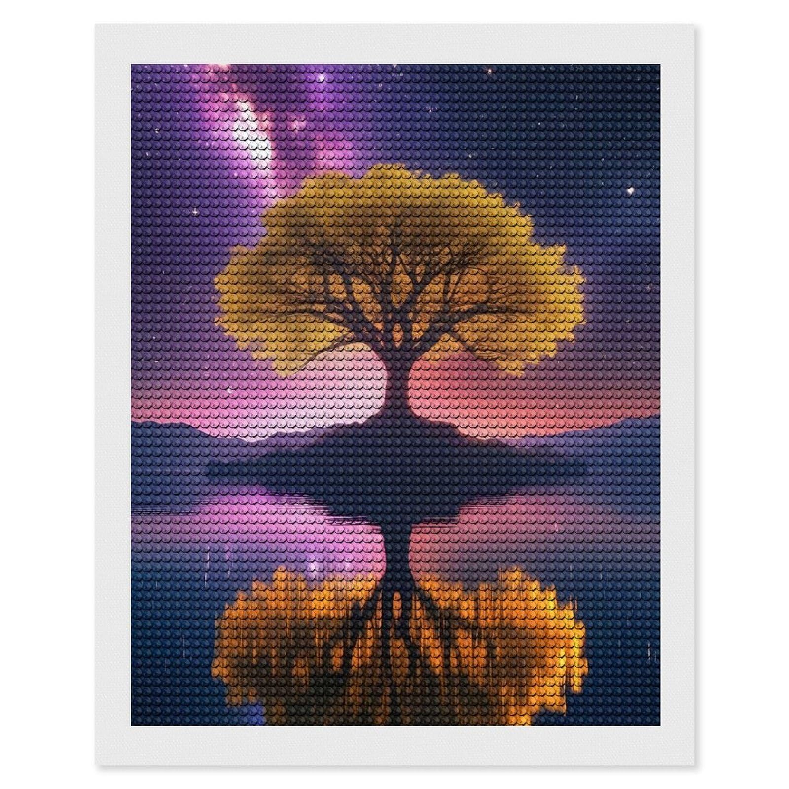 Junmoney Beautiful Night Diamond Art Canvas 16"x20", for Creative Relaxation, Simple to Start, Aesthetic Room Decor, Holiday Gift Idea