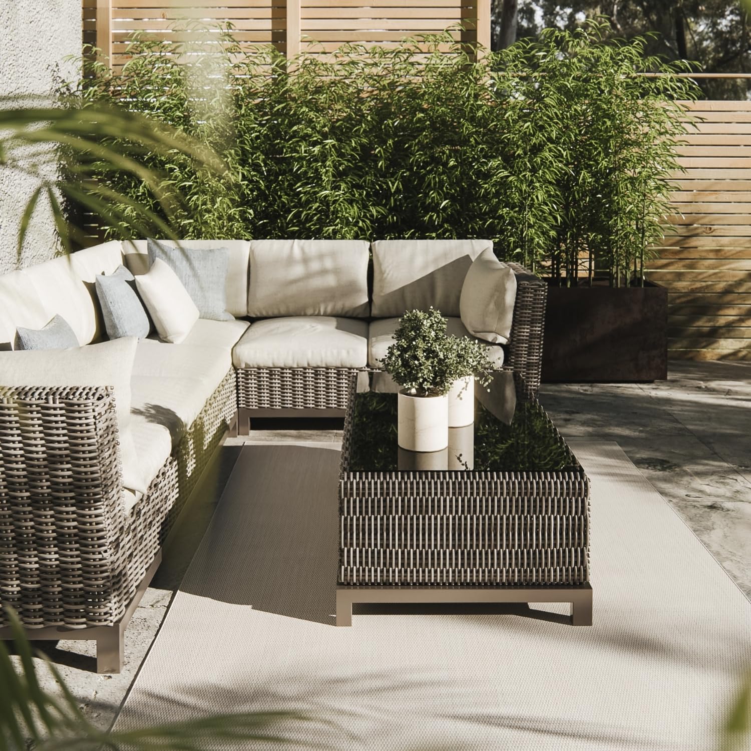 Interiyou Outdoor Teppich Wetterfest Lome - 120x170 cm Weiß - Wasserfest für Balkon, Terrasse, Garten - Outdoorteppich passend auch für Wohnzimmer, Schlafzimmer und Küche - Aussenteppich
