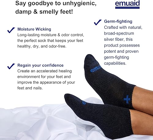Miniatura 3 de emuaid EMUAIDMAX - Compañero de viaje para hongos en las uñas – EMUAIDMAX máxima fuerza 0.5 onzas con calcetines iónicos plateados es adecuado para