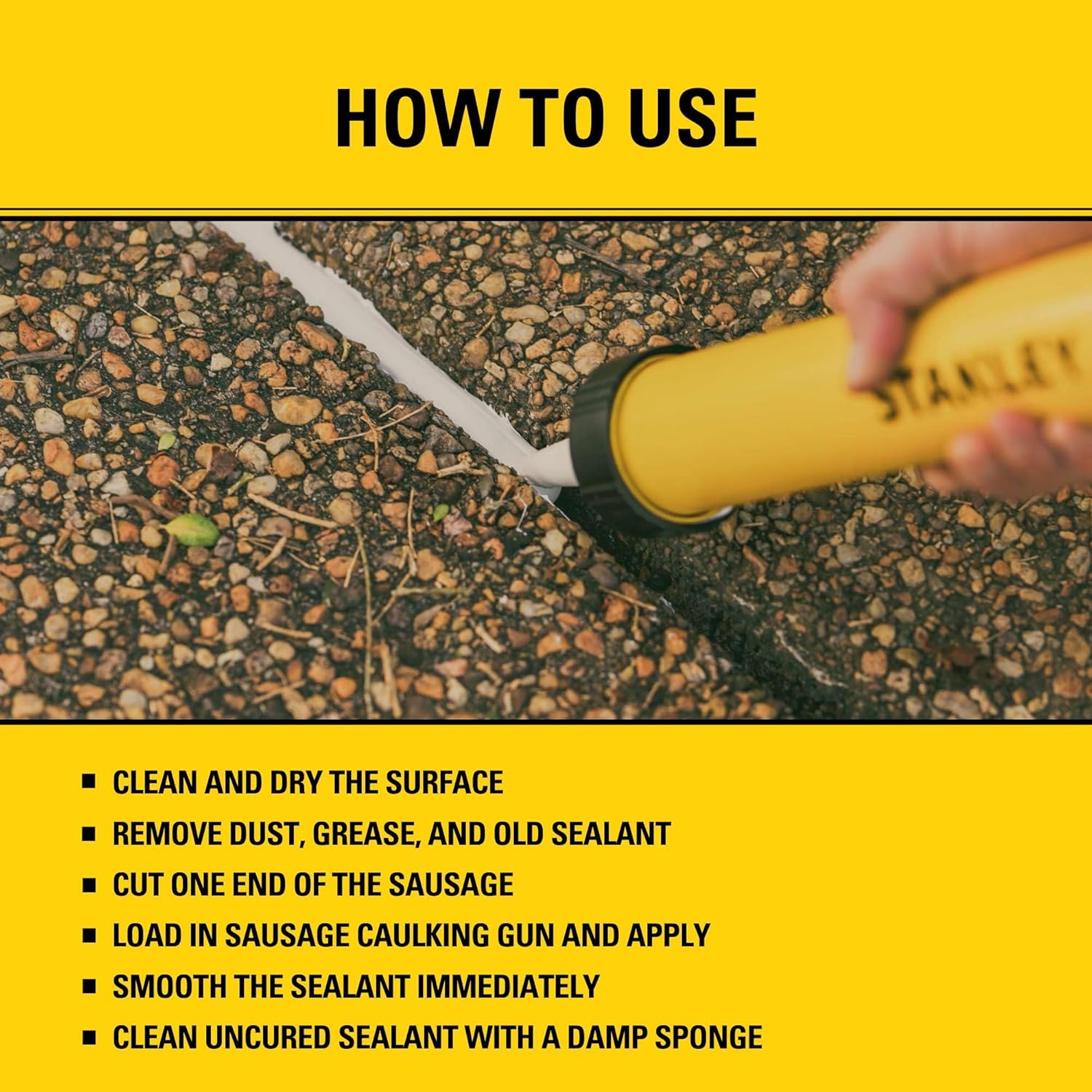 STANLEY S362 Self Leveling Polyurethane Sausage Sealant - 12x20.3Oz.White, Self-Leveling Concrete Sealant for Horizontal Expansion Joints in Industrial Floors, Driveways, Garages, Sidewalks | 12 Pack
