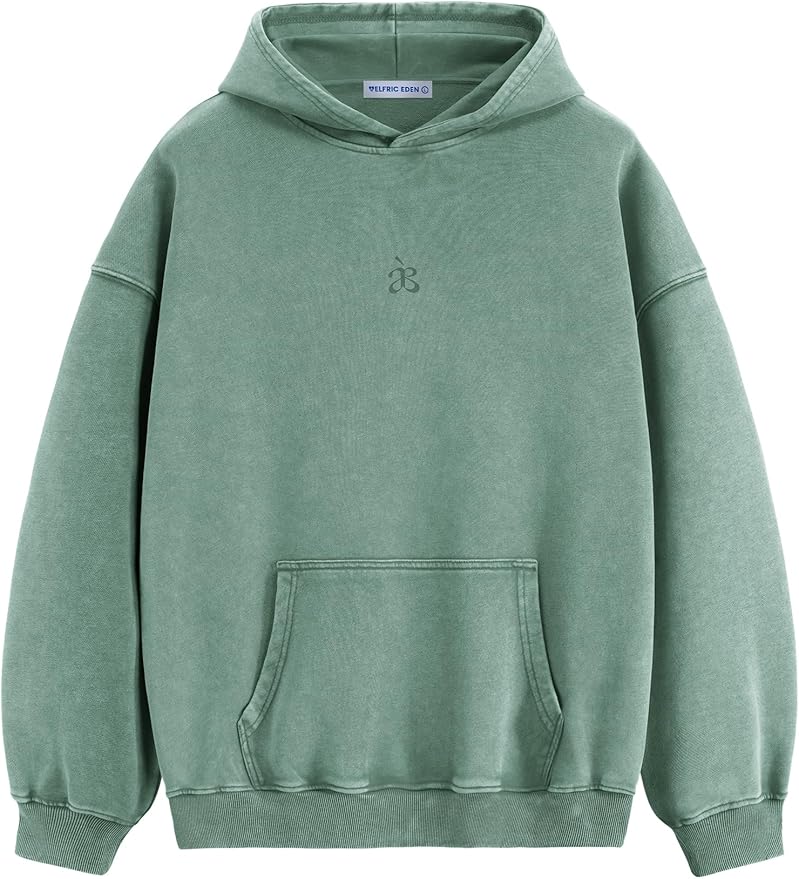 Aelfric Eden Washed Plain Hoodies For Men Women Vintage Acid Wash Oversized Sweatshirts Casual Streetwear Pullover Hoodie