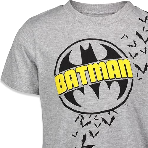 Miniatura 8 de DC Comics Justice League Batman Joker Riddler - Camiseta de manga corta para niños, 3 unidades, Amarillo, gris