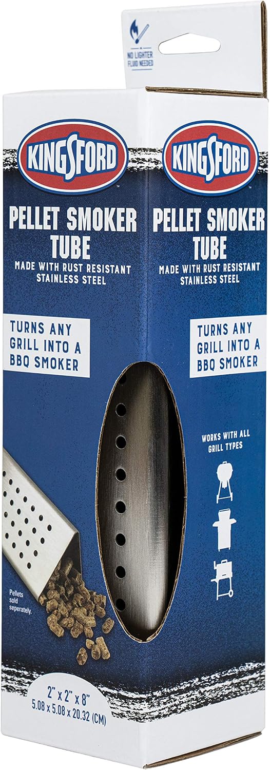 Kingsford 8 Inch Pellet Smoker Tube Triangle with Box|Pellet Tube Smoker Turns Grill Into A BBQ Smoker|Pellet Smoker Tube, Smoke Tube for Pellet Grill, Grilling Tools for All Grill, Grill Smoker Box