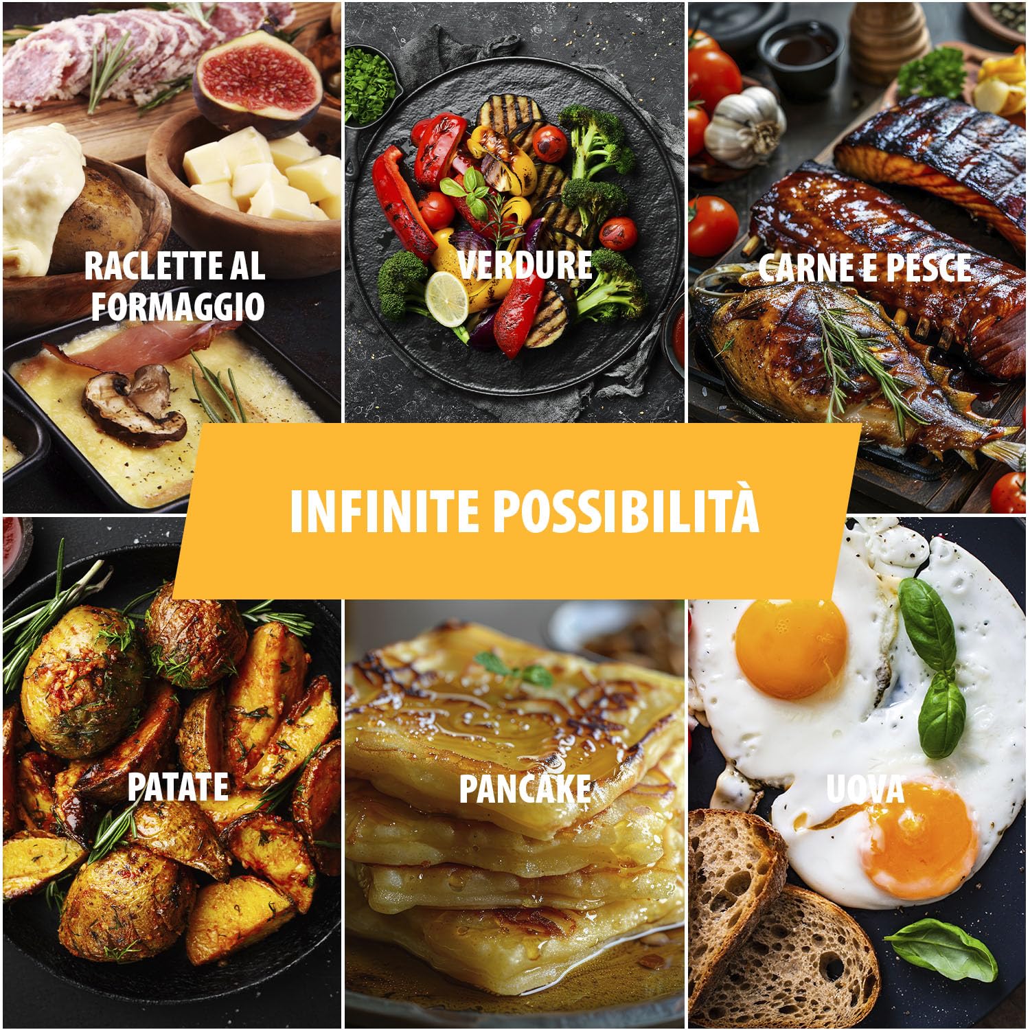 PRINCESS RACLETTE 4 TEGAMINI PIASTRA GRILL POTENZA 500 W