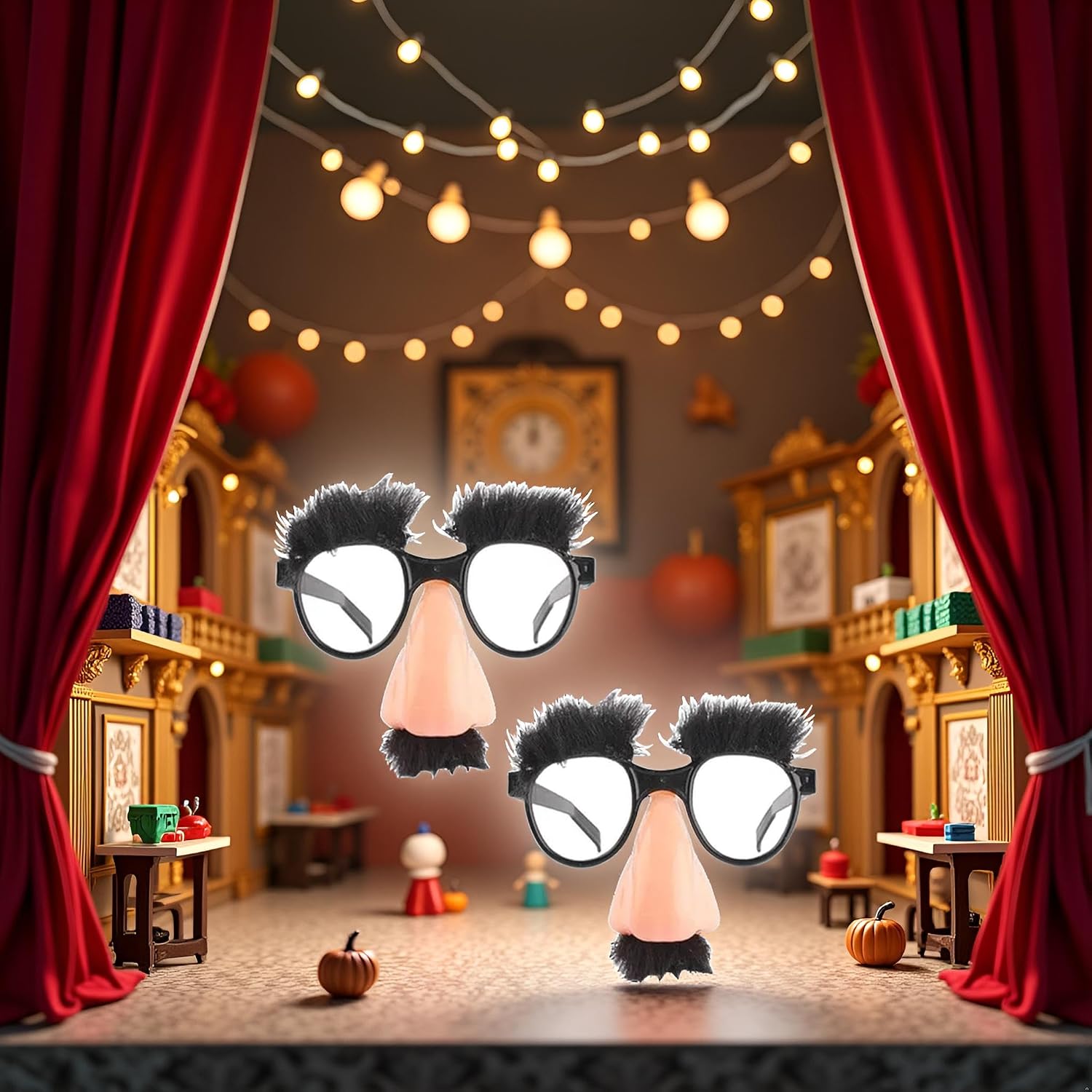 GANPUB 2Pcs Funny Glasses With Big Nose - Big Nose Glasses With Eyebrows Mustache | Halloween | Eyebrows And Mustache Fancy Dress | Silly Funny Photo Props | Halloween Eyeglasses Novelty