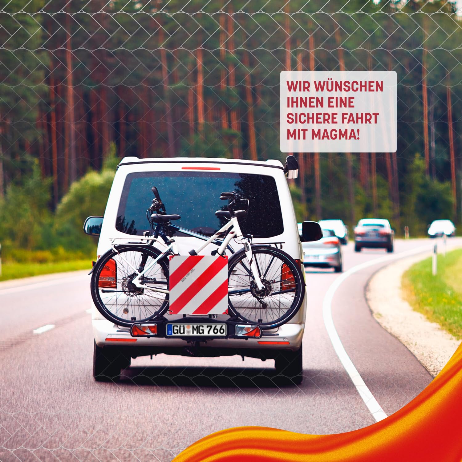 MAGMA Warntafel für hinten, Italien. Für Fahrradträger, Heckträger, Anhänger, Warnschild für Wohnwagen, Wohnmobil, Auto. Urlaub, Camping, Abschleppen Rot-weiße Streifen, reflektierend
