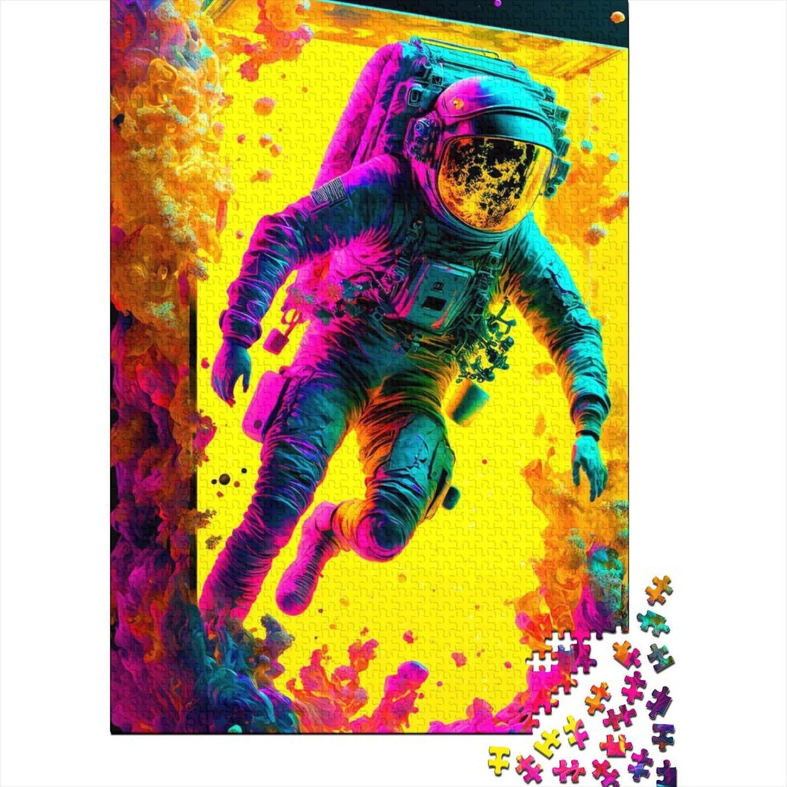 Astronaut in Space 1000 Piece Jigsaw Puzzle Paper for Adults Colorful Sci Fi Art Relaxation Home Decor 52x38cm/1000pcs