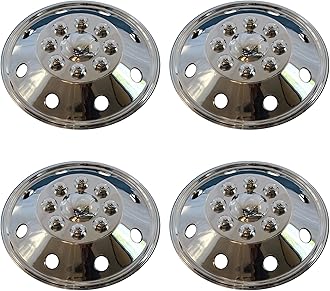 IWC 4 Piece Set 16.5" 8 Lug RV Chrome Simulators Steel Wheel Skin Hub Cap Rim Covers