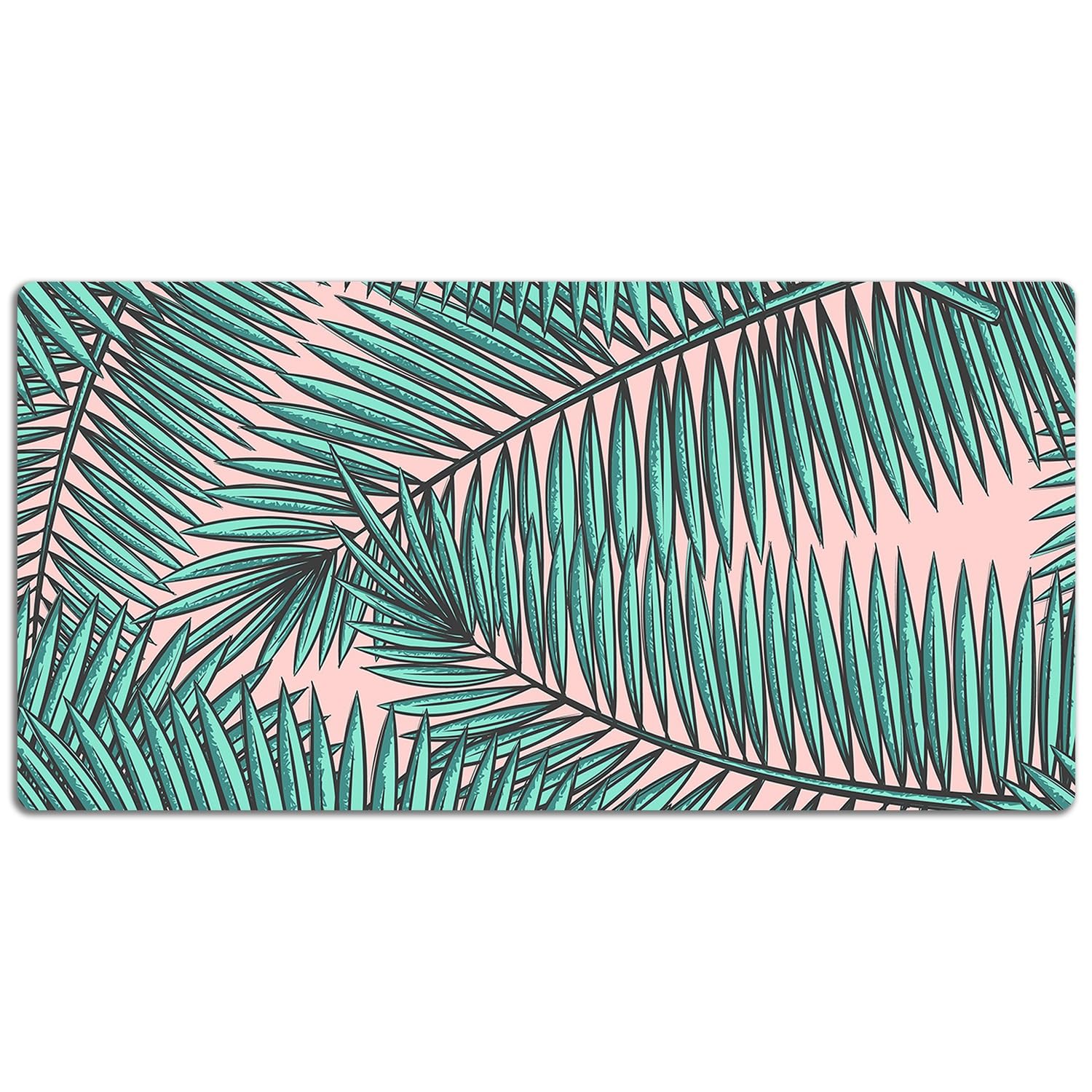 Sottomano da Scrivania 120x60 cm in Vinile PVC Protezione e Decorazione Facile da Pulire Superficie Protettiva per Ufficio e Casa Antiscivolo Impermeabile - Foglia esotica