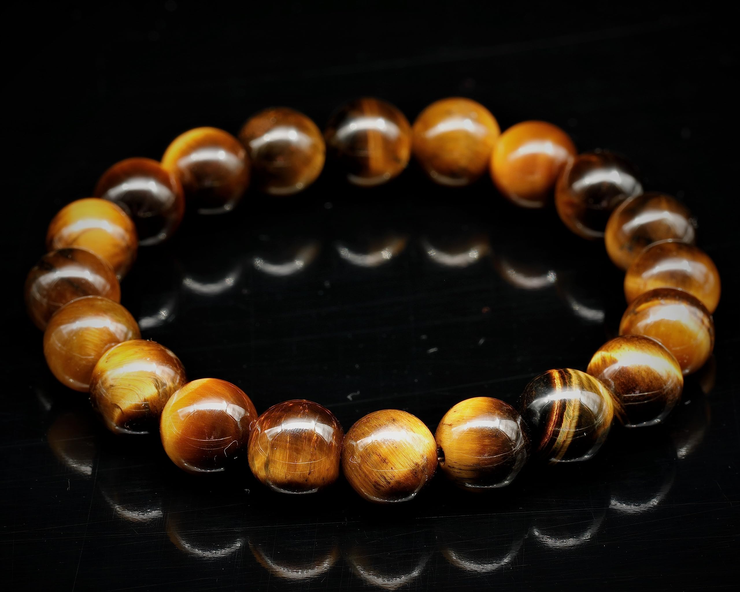 Dehnbares Armband mit natürlichen Tigerauge-Perlen, echter brauner Kristall, Löwe, Edelstein elastisch, 8 mm Perlen, Modeschmuck