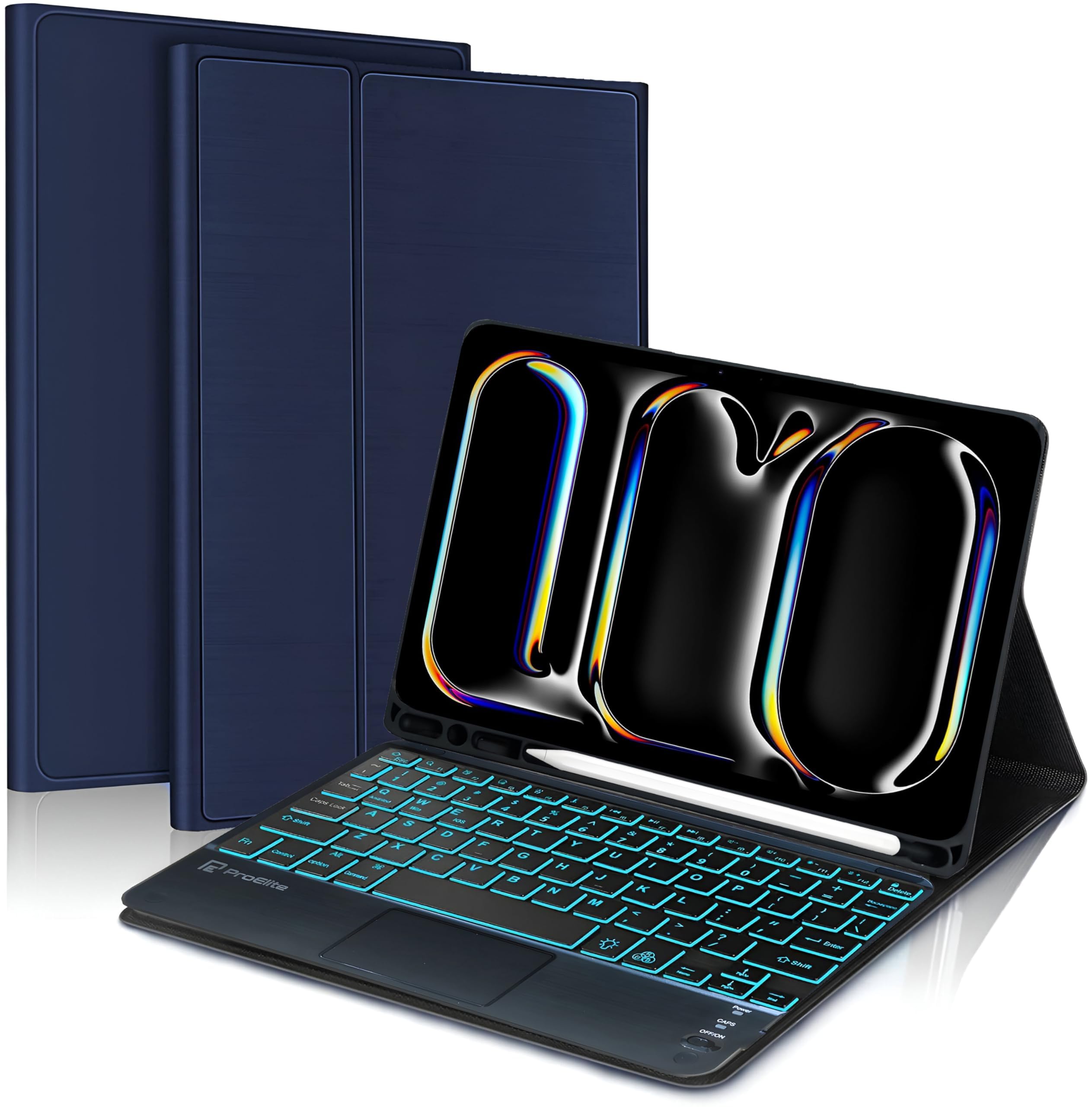 ProElite TouchPad Keyboard case for Apple iPad Pro 13 inch 2024 M4 with Pencil Holder, Magnetic Detachable TouchPad Bluetooth Keyboard Built-in 7-Colors Backlit, Dark Blue (B0D8T919W2) Amazon Price History, Amazon Price Tracker