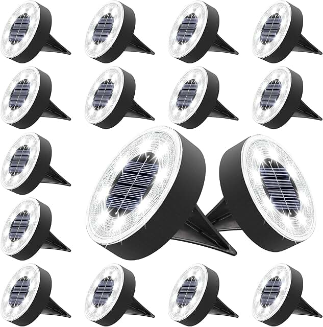 Joomer Solar Ground Lights, 16 Pack 8 LED Solar Lights Outdoor IP68 Wate...