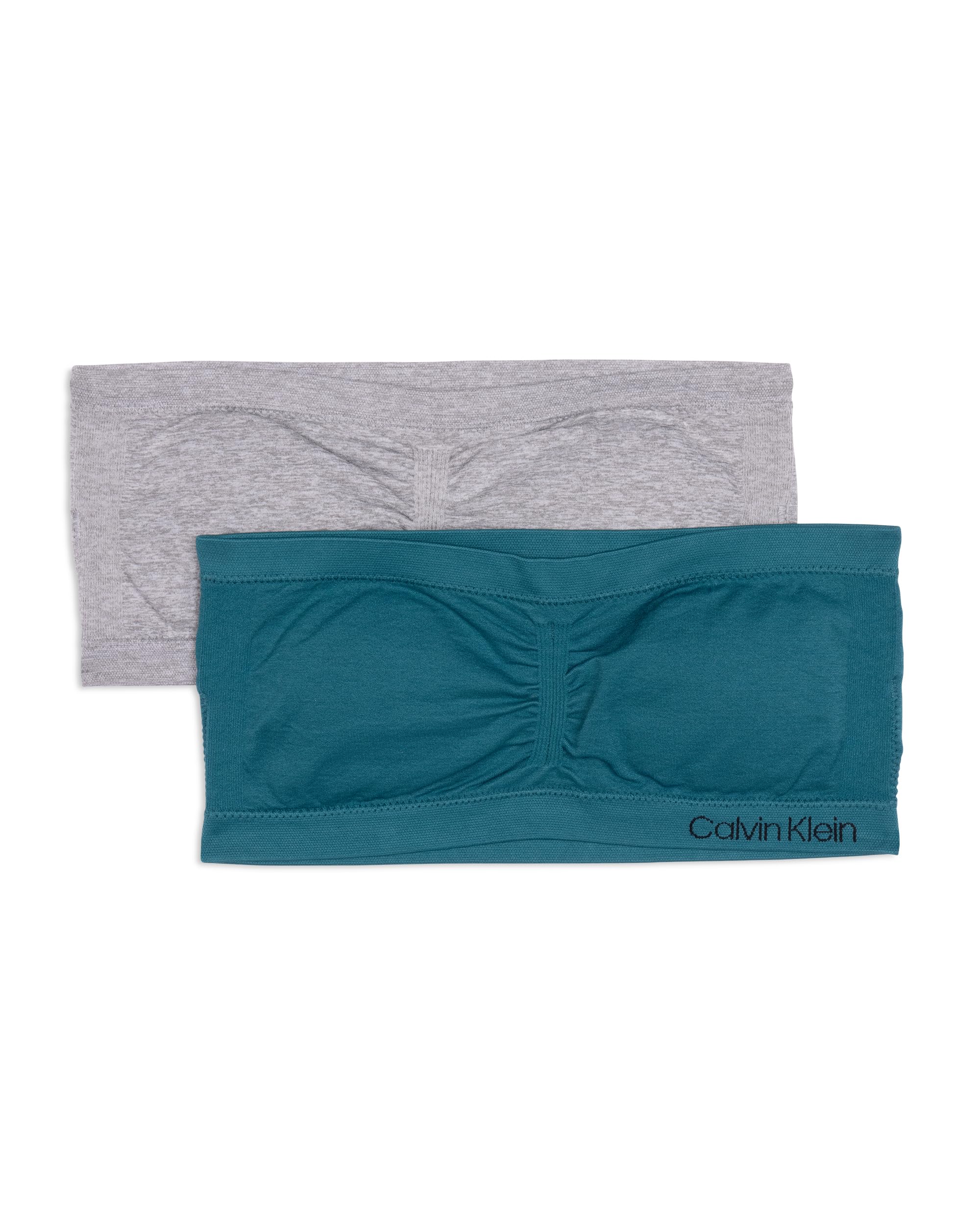 Calvin Klein Kids Girls' Seamless Bandeau Bra Multipack, Pacific/Heather Grey, X-Large