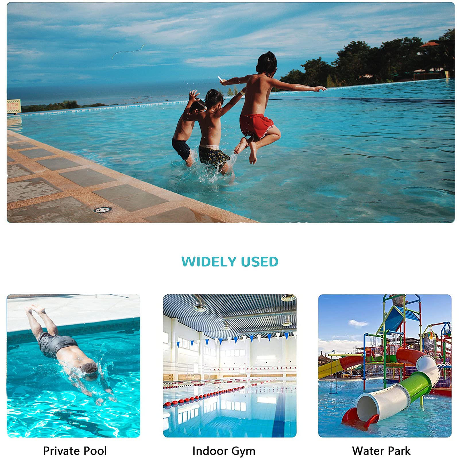 Scaletta per Piscina in Acciaio Inox 304, corrimano Antiscivolo per Piscine interrate con Cuscinetti in Gomma, Robusta Barra di Sicurezza per Piscine Interne ed Esterne.