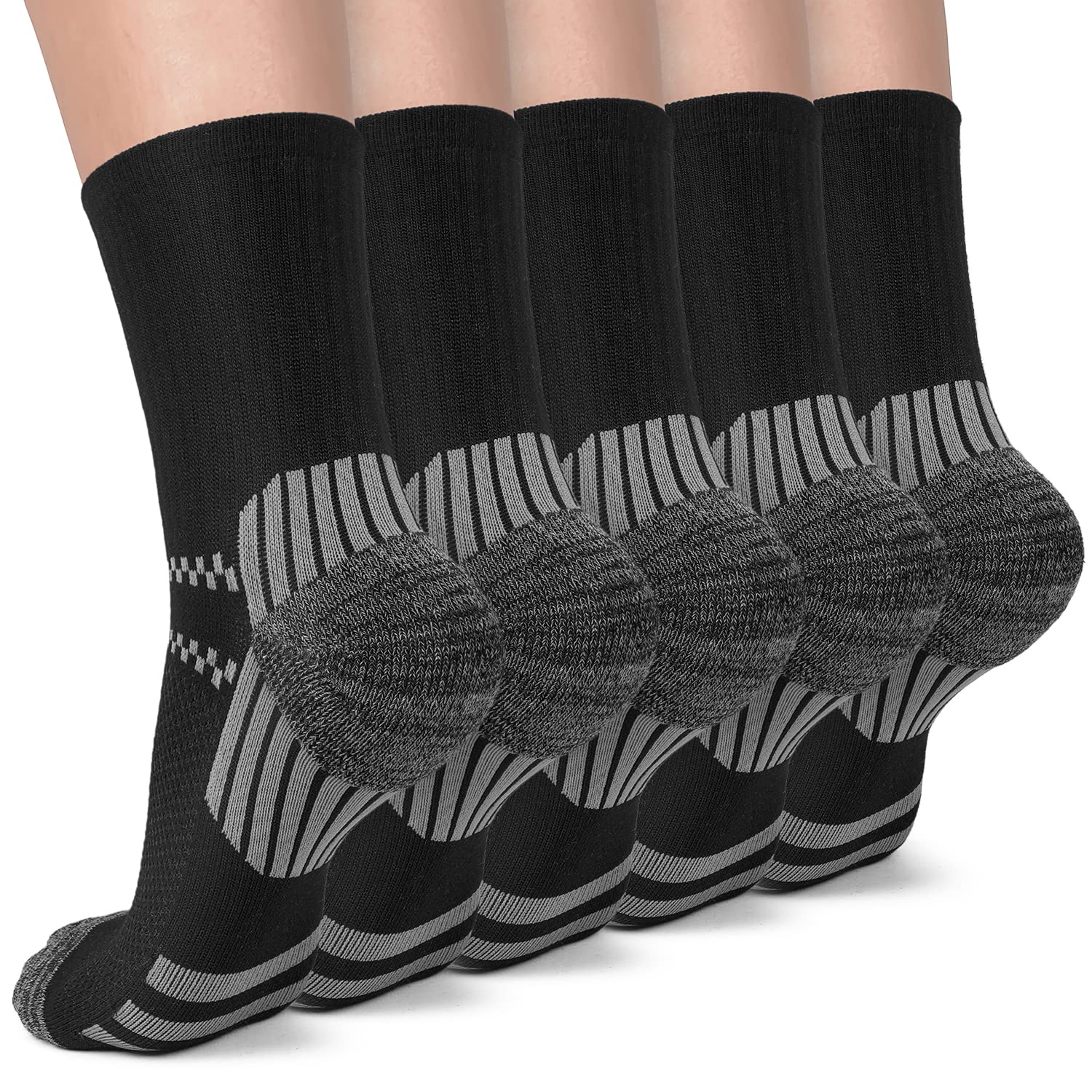 5 Pairs Copper Compression Socks for Women &amp; Men - Ankle Plantar Fasciitis Arch Support Running Socks for Athletic