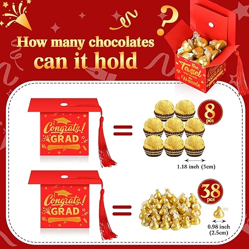 Miniatura 5 de TaoBary 30 cajas de dulces con borlas, regalos de fiesta de graduación, decoraciones de graduación, cajas de tapa de graduación para suministros de