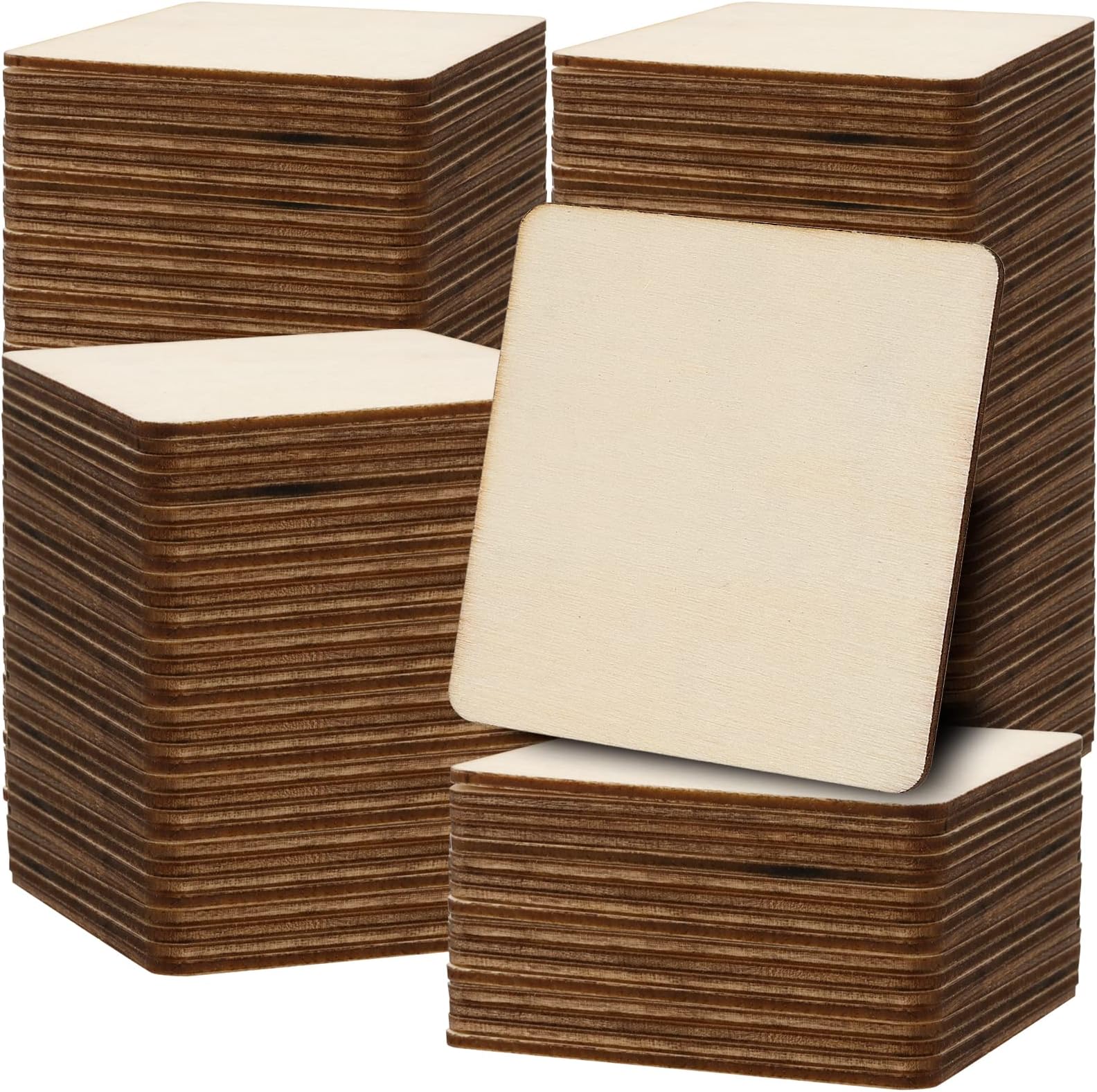 Zeonhak 200 Piezas Cuadradas De Madera De 3 X 3 Pulgadas, Cu