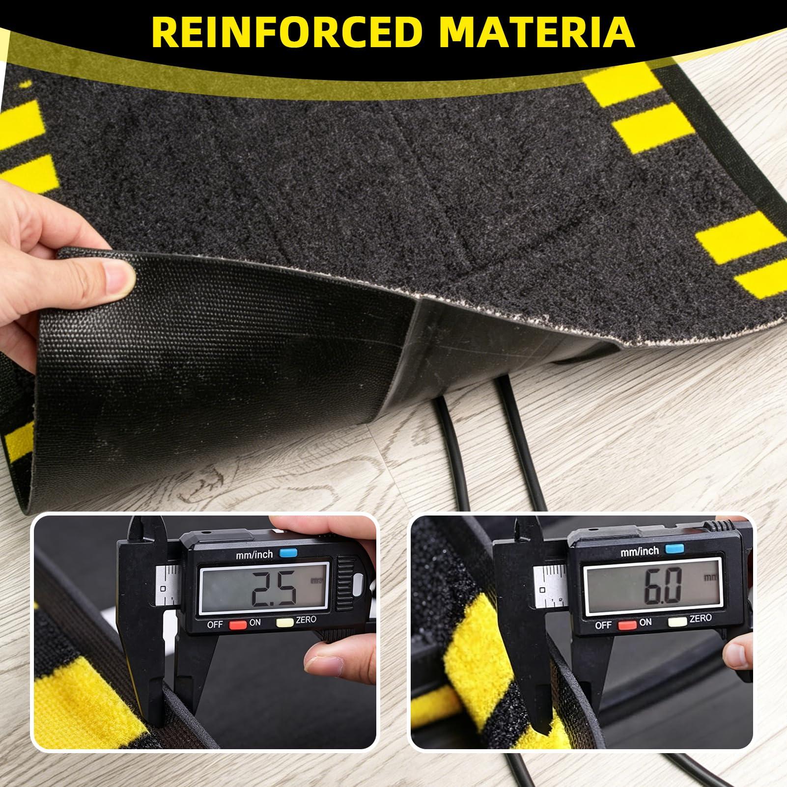 Copricavo Passacavo da Pavimento 120 x 40 cm, Tappeto Copricavi in Nylon e Gomma, Antiscivolo e Riutilizzabile, Canalina Passacavi Flessibile per Interni ed Esterni