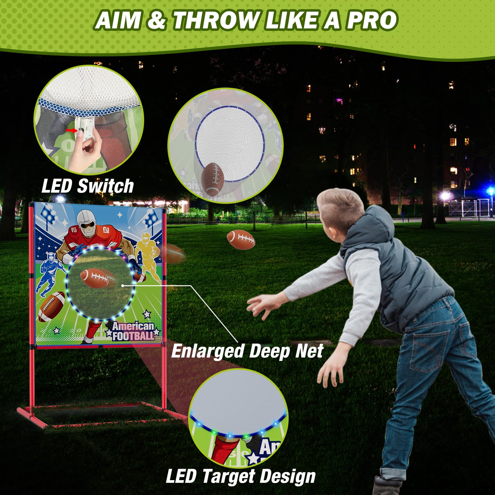 Kit De Jeu De Football Américain Pour Enfants - Cible à 3 Trous, 4 Balles, Hauteur Réglable, Pour Intérieur/extérieur, Cadeau Garçon/fille Kit De Jeu De Football Américain Pour Enfants - Cible à 3 Trous, 4 Balles, Hauteur Réglable, Pour Intérieur/extérieur, Cadeau Garçon/fille