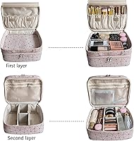 Vista 3 de MKPCW bolsa de maquillaje Bolsa de cosméticos de doble capa con bolsa de cepillo y divisor