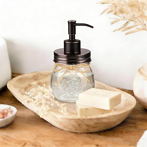 Miniatura 7 de Amolliar Dispensador de jabón líquido en tarro Mason de 10 onzas, tapa de bomba de acero inoxidable, bonita decoración de granja para cocina, baño