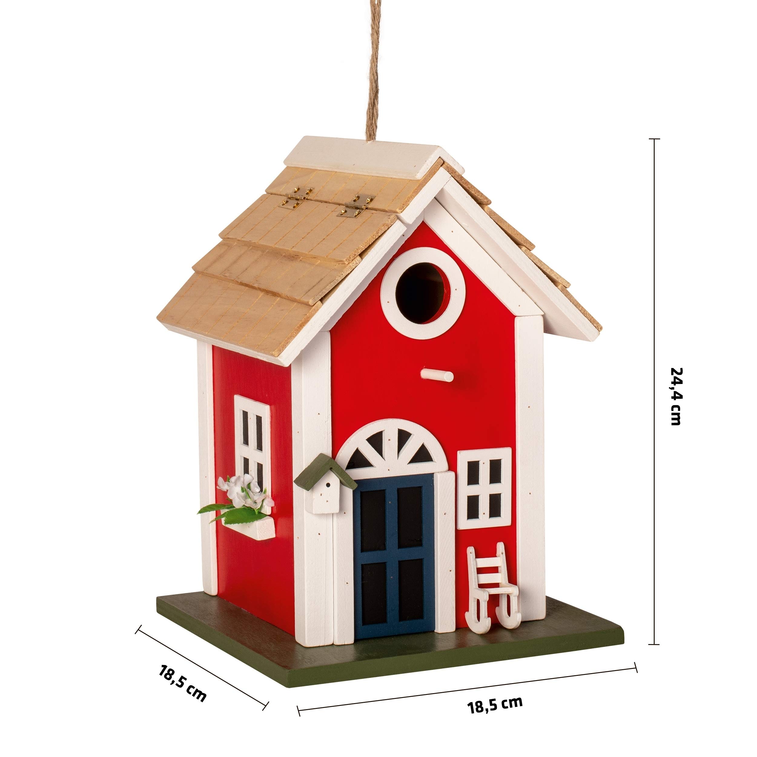 GARDIGO® Maison d'oiseaux - Nichoir en Forme de Maison de Campagne | Abris d'Oiseau Décorative à Suspendre pour Jardin, Balcon, Terrasse I Nichoir Maisonnette d'oiseaux au Style Suédois.
