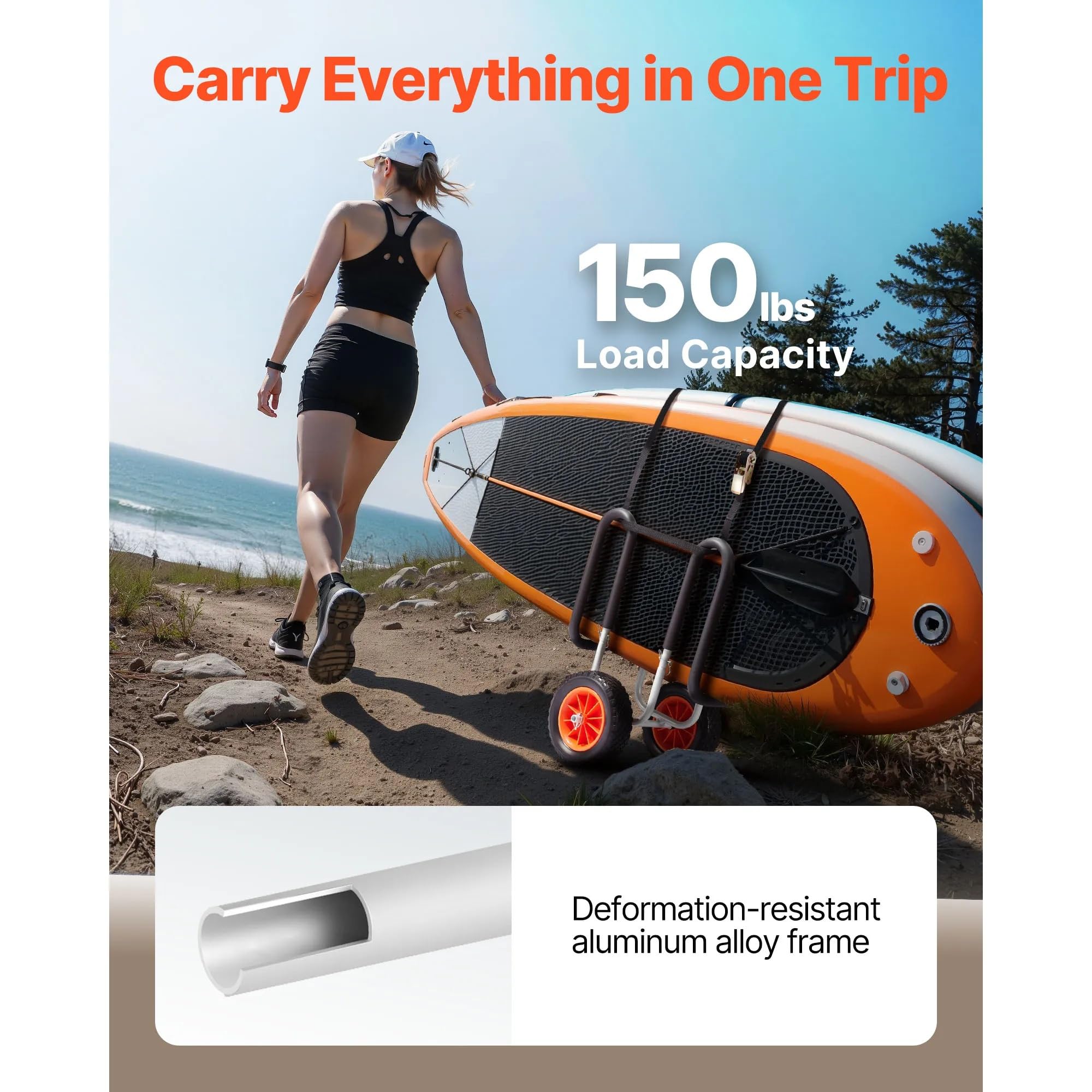 Carro Paddle Surf Carro for Kayak de 150 Libras de Capacidad