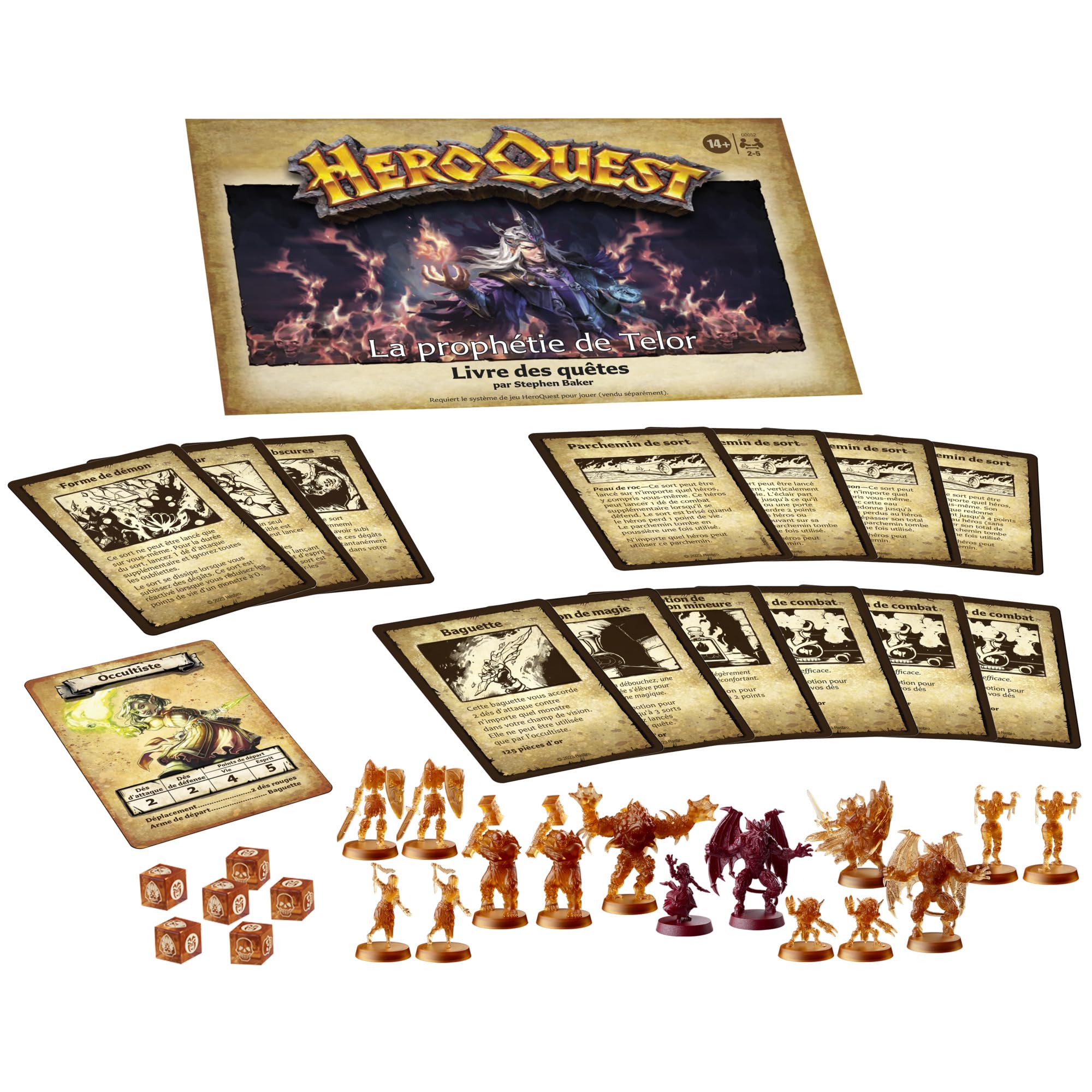 HeroQuest, Pack de quête La Prophétie de Telor, Systeme de Jeu HeroQuest requis pour Jouer, Jeu de société Multijoueur, Jeu de Rôle avec 16 Quêtes, Figurines et Cartes, Jeu de société, Dès 6 Ans