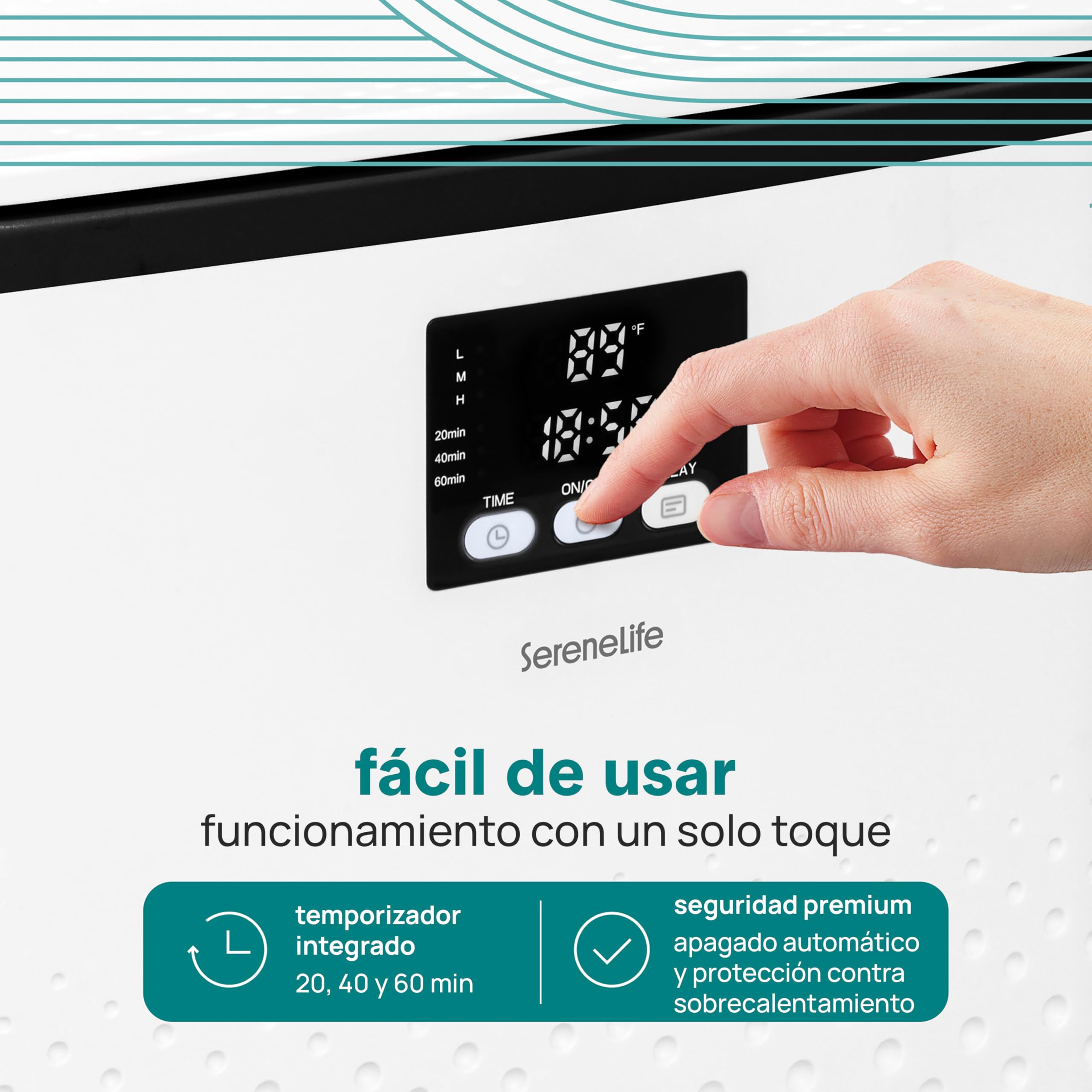 SereneLife Calentador de Toallas Rectangular, Gran Capacidad para Mantas y Paños, Control de un Solo Toque, Diseño Eficiente en Energia, Apagado Automatico, Capacidad de 20L