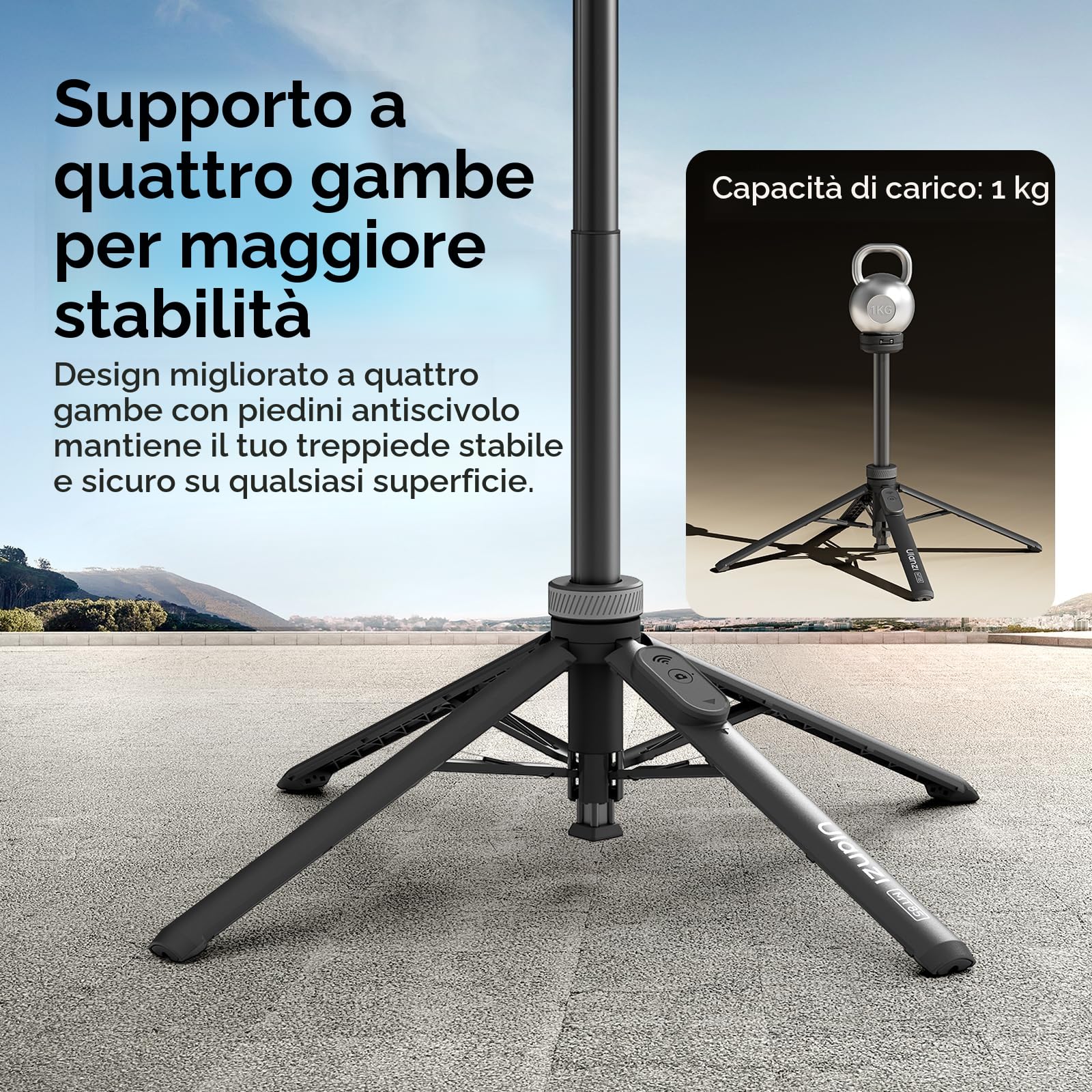 ULANZI MT85 Selfie stick treppiede magnetico con 4 piedi, Bastone selfie bluetooth con Apertura automatica, Treppiede con calamita 153cm, Compatibile con iPhone Serie 17 16 15 e Samsung Xiaomi Realme