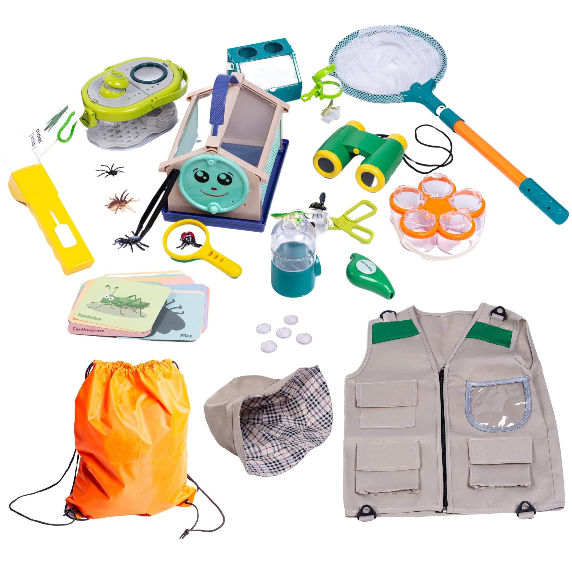 MAVE Sparks Bug Catcher Kit for Kids 3-8 - 63 PCS Outdoor STEM Explorer Set with Quick-Release Bug Catcher, Net, Binoculars, Hat, Vest & Bug Hotel, Nature Toys for Boys & Girls